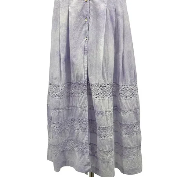 LoveShackFancy Edie Lilac Violet Cotton Midi Dress Size XS Short Sleeve - Picture 3 of 16